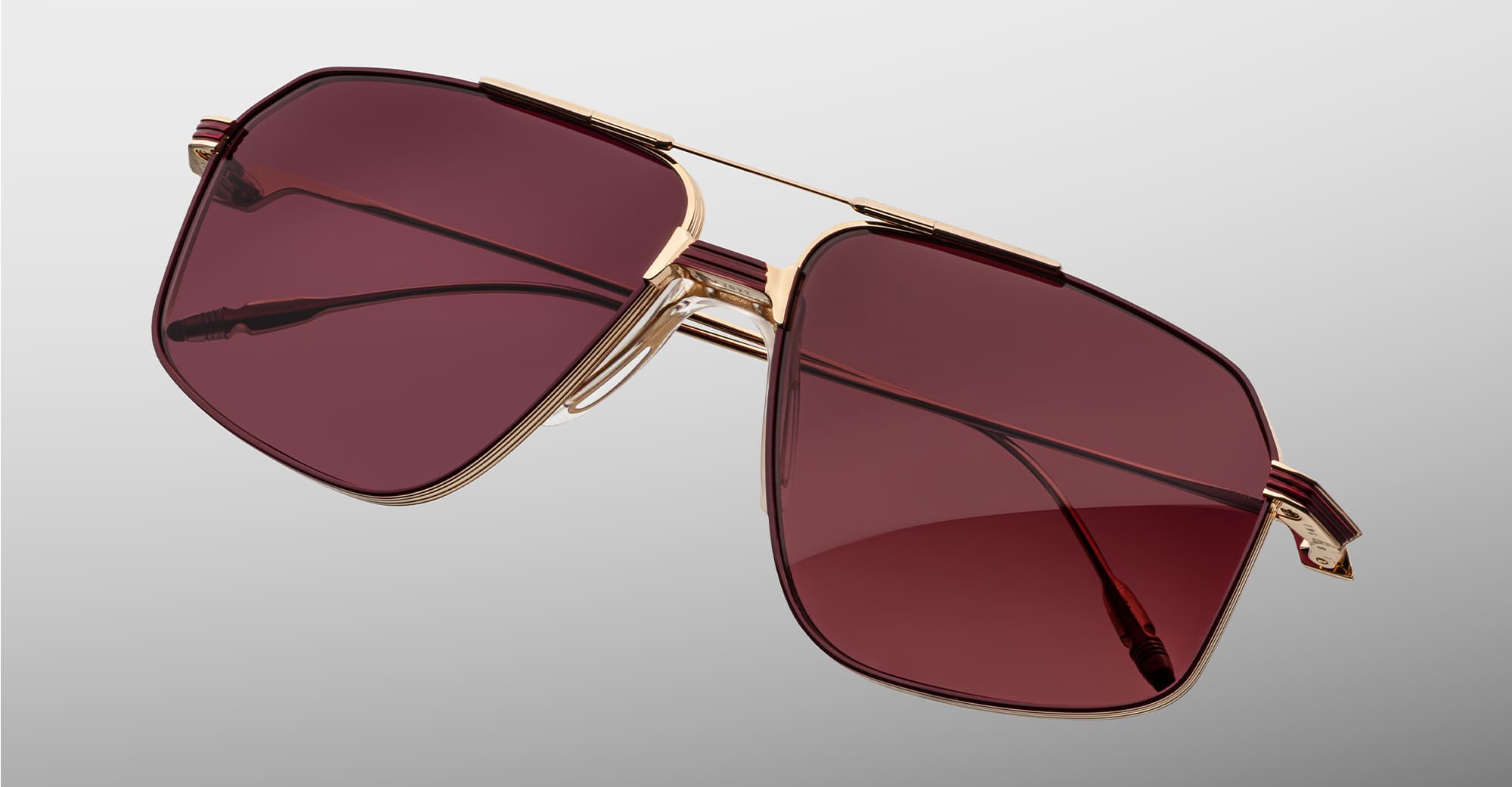 Ottica Mondello Roma - Jacques Marie Mage - JMMJG-22 - JAGGER - CHAMPAGNE - Titanium - shape Aviator - light gold - EYEWEAR - SUNGLASSES - Uomo,Men - lens burgundy - Made In Japan