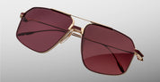 Ottica Mondello Roma - Jacques Marie Mage - JMMJG-22 - JAGGER - CHAMPAGNE - Titanium - shape Aviator - light gold - EYEWEAR - SUNGLASSES - Uomo,Men - lens burgundy - Made In Japan