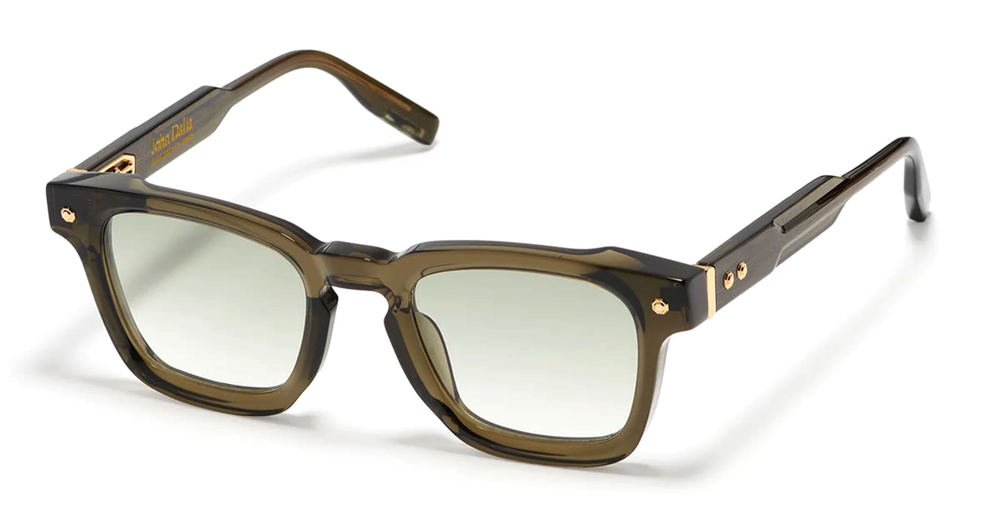 Ottica Mondello Roma - John Dalia - P16-C163-52 - PROJECT 16 (52) -  C163 Olive Translucid / Gold - Acetate - shape Squared - green, gold - EYEWEAR - SUNGLASSES - Unisex,Uomo,Donna,Women,Men - lens Gradient green - Made In France