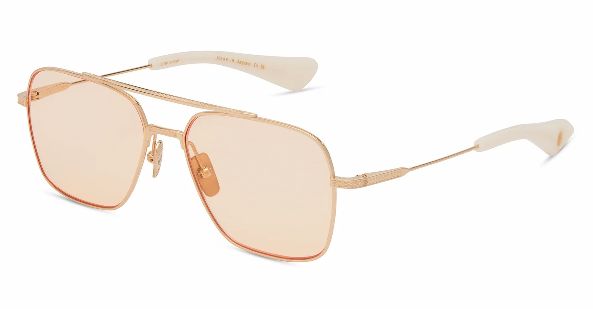 Ottica Mondello Roma - DITA - DTS111-57-08 - FLIGHT-SEVEN - WHITE GOLD 2 - titanium, acetate - shape Navigator - white gold - EYEWEAR - SUNGLASSES - Unisex,Uomo,Donna,Women,Men - lens Brown - Made In Japan