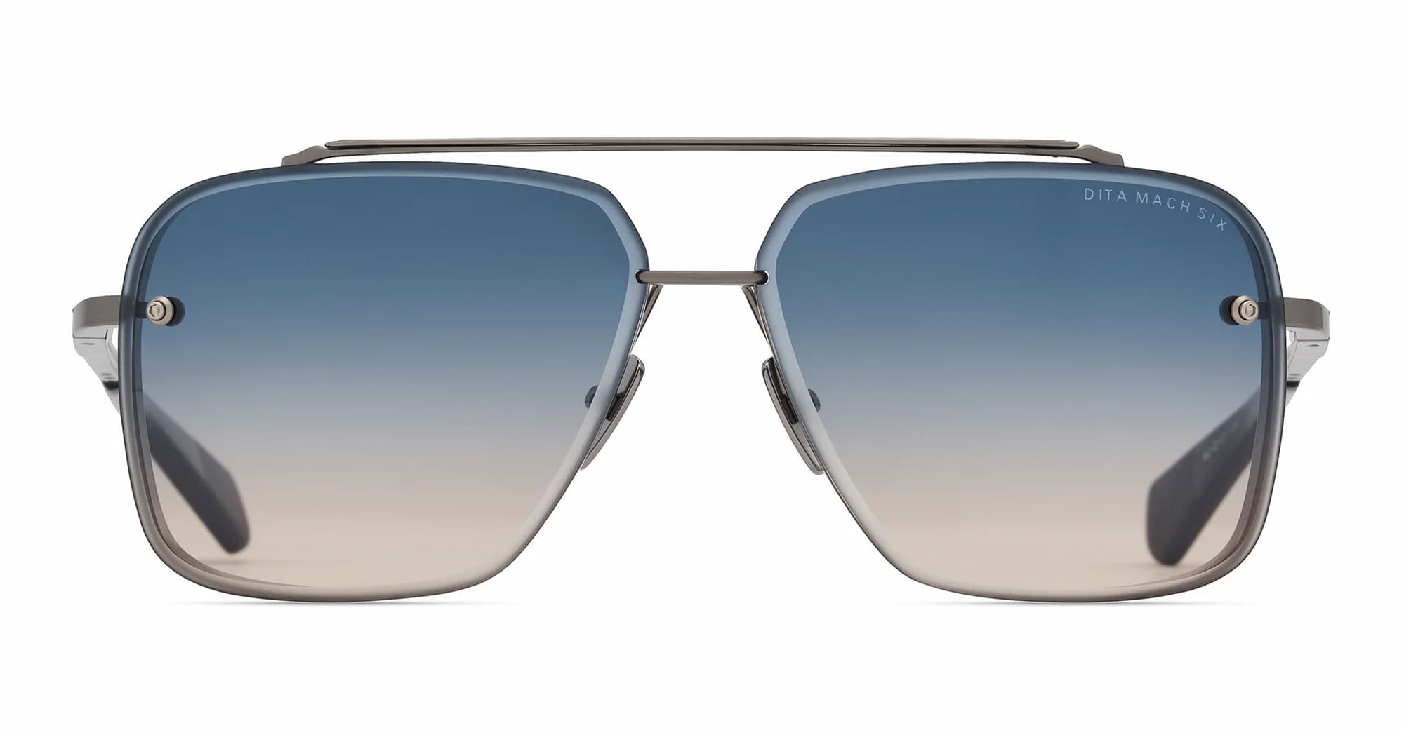 Ottica Mondello Roma - DITA - DTS121-62-06 - MACH-SIX - ANTIQUE SILVER / RAW TITANIUM - Titanium - shape Aviator - Silver - EYEWEAR - SUNGLASSES - Unisex,Uomo,Donna,Women,Men - lens Gradient blue - Made In Japan