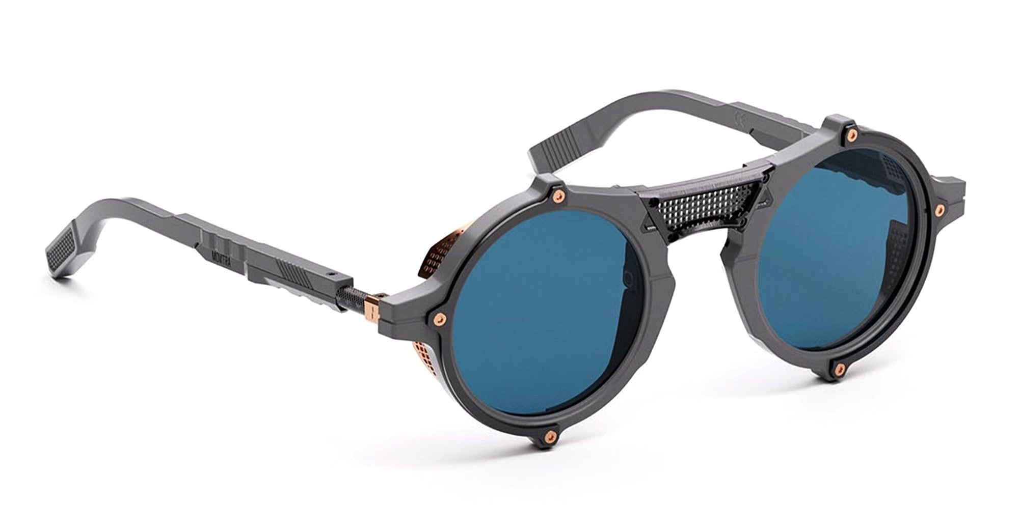 Ottica Mondello Roma - Movitra - NOMAD 01 C3 - NOMAD 01 C3 - SOLID GREY (MATTE) / POLAR BLUE LENS - Acetate, metal - shape Round - grey - EYEWEAR - SUNGLASSES - Unisex,Uomo,Donna,Women,Men - lens Blue - Made In Italy