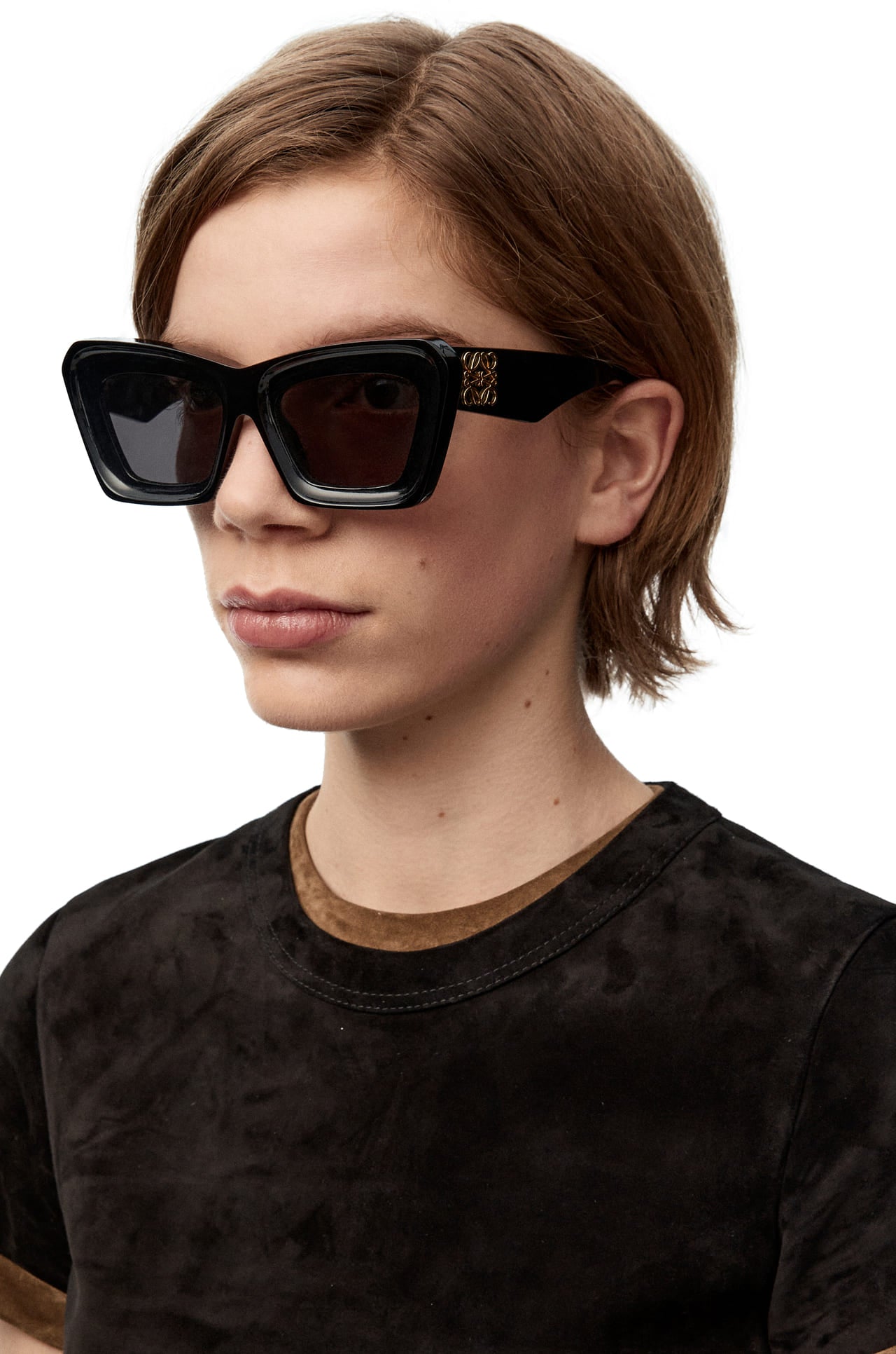 Ottica Mondello Roma - Loewe - LW40145I5201A - LW40145I - SHINY BLACK - Acetate - shape Cat-eye - shiny black - EYEWEAR - SUNGLASSES - Donna,Women - lens Grey - Made In Italy