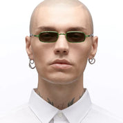 Ottica Mondello Roma - Kuboraum - KRSZ18HB000000FE - MASK Z18 HB - HAMBURGER BANHOFF - metal, acetate - shape Rectangular - green - EYEWEAR - SUNGLASSES - Unisex,Uomo,Donna,Women,Men - lens Green - Made In Italy