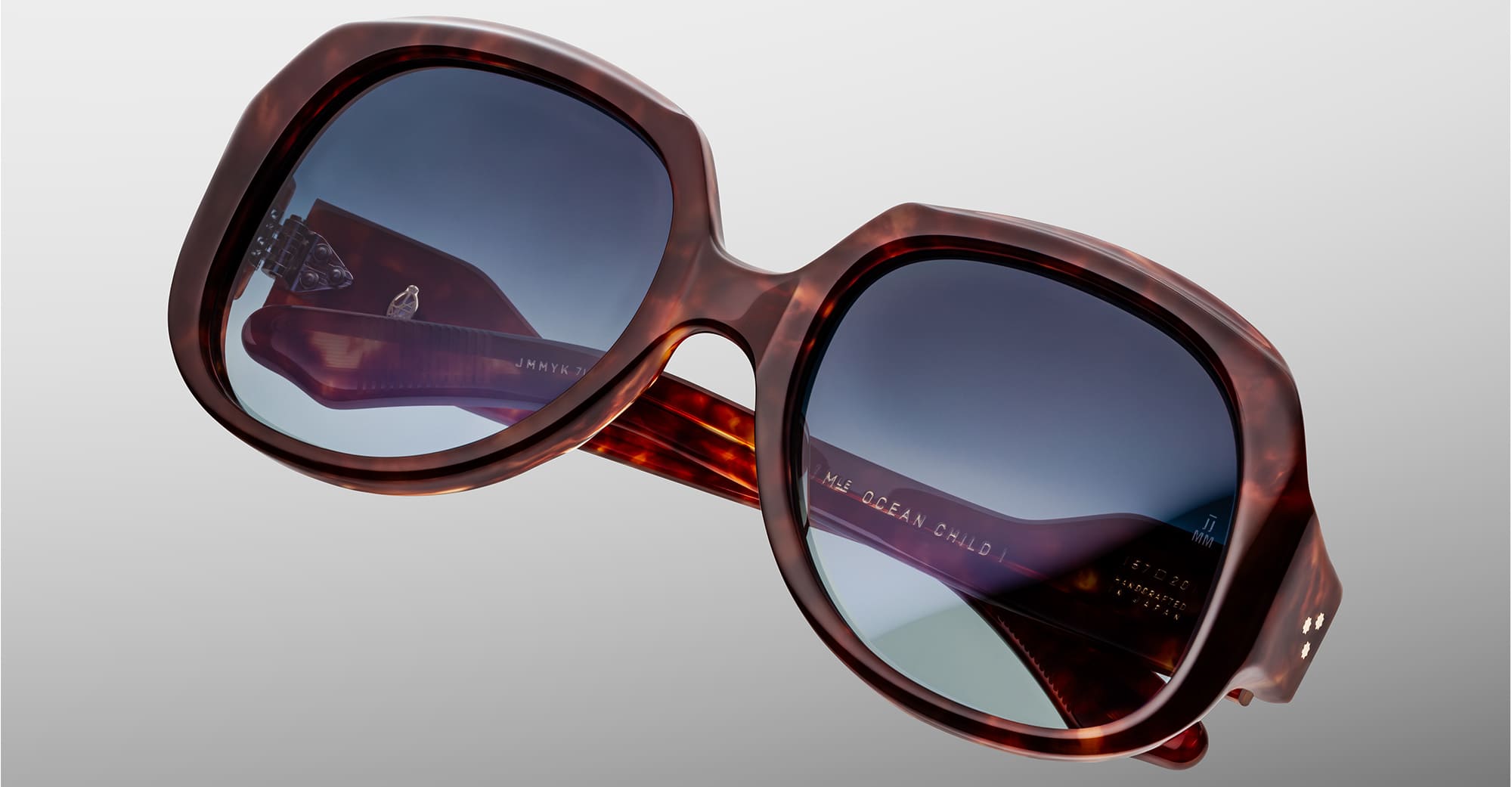 Ottica Mondello Roma - Jacques Marie Mage - JMMYK-7U - OCEAN CHILD - BRECCIA - Acetate - shape Round - Havana - EYEWEAR - SUNGLASSES - Donna,Women - lens Gradient blue - Made In Japan