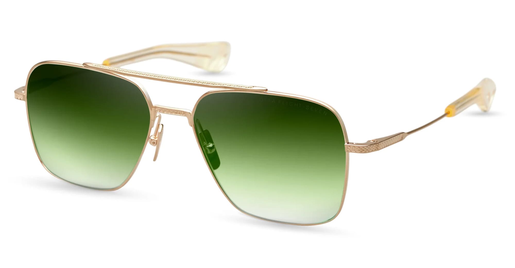 Ottica Mondello Roma - DITA - DTS111-57-07 - FLIGHT-SEVEN - BRUSHED WHITE GOLD - titanium, acetate - shape Navigator - white gold - EYEWEAR - SUNGLASSES - Unisex,Uomo,Donna,Women,Men - lens Gradient green - Made In Japan
