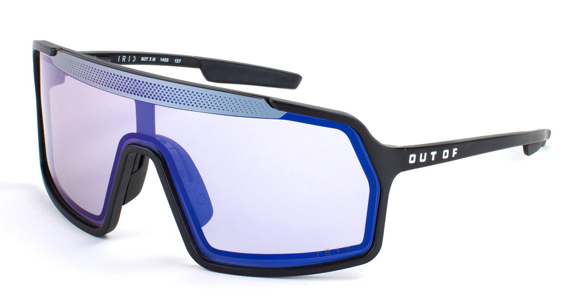 Ottica Mondello Roma - Out Of - XS145589M - Bot 3 - Black / White / IRID X-10 Medium - Acetate - shape Mask - black, white - EYEWEAR - SUNGLASSES - Unisex,Uomo,Donna,Women,Men - lens Blue - Made In Italy