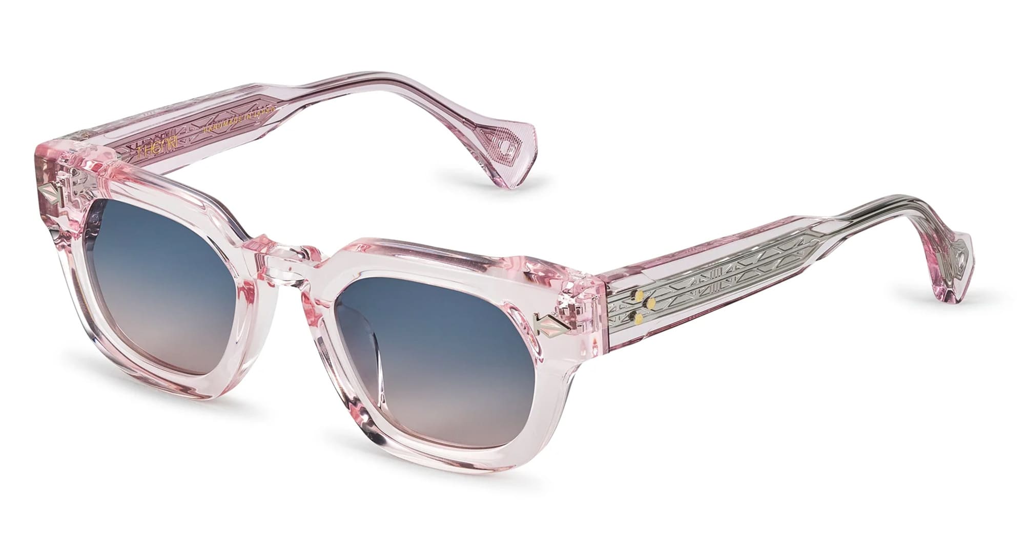 Ottica Mondello Roma - T HENRI - TAP014 - TUATARA - PAMPELONNE - Acetate - shape Panto - transparent pink - EYEWEAR - SUNGLASSES - Unisex,Uomo,Donna,Women,Men - lens Gradient blue - Made In Japan