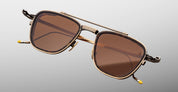 Ottica Mondello Roma - Jacques Marie Mage - JMMAZ-3U - AYRTON SENNA BY JMM: 1992 in ANTIQUE GOLD - Titanium - shape Pilot - Gold - EYEWEAR - SUNGLASSES - Unisex,Uomo,Donna,Women,Men - lens Brown - Made In Japan