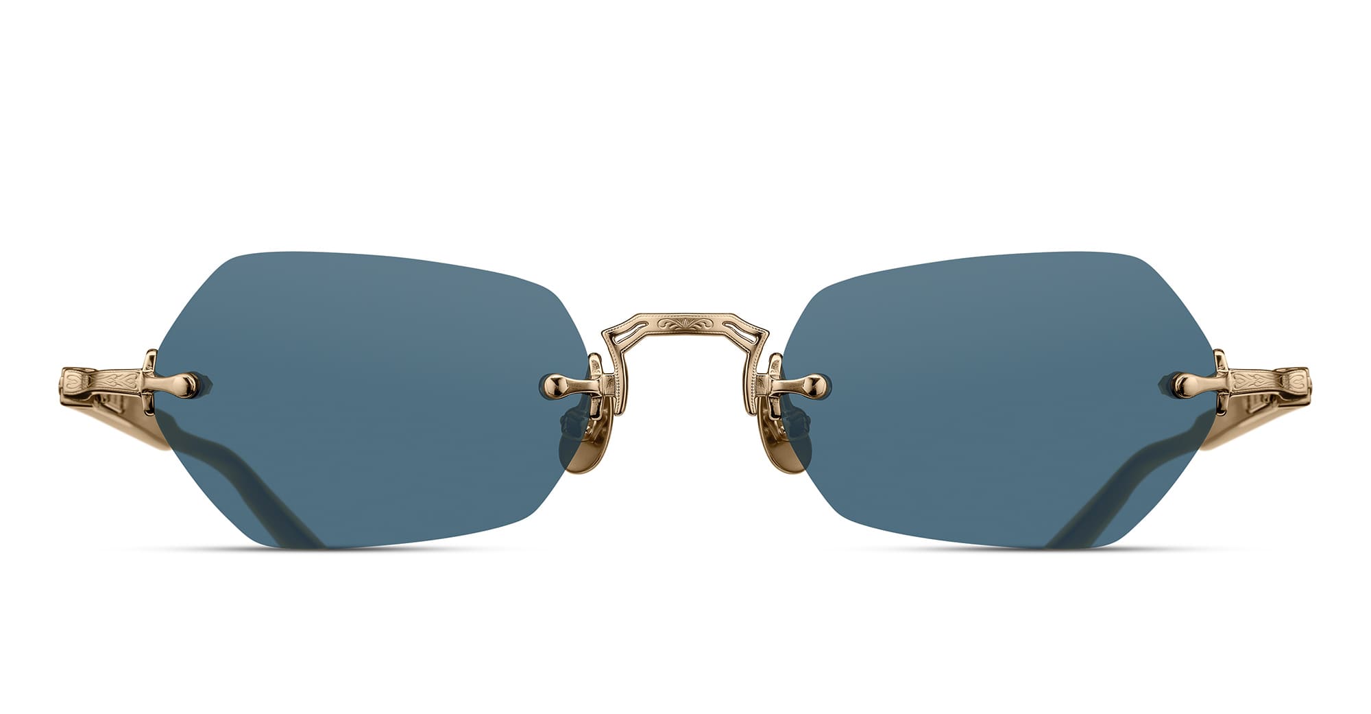 NAVY TORTOISE - Acetate, titanium - shape Hexagonal - blue, gold - EYEWEAR - SUNGLASSES - Unisex,Uomo,Donna,Women,Men - lens Blue - Made In Japan