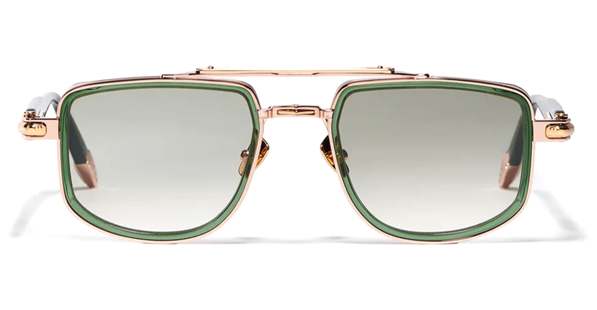 Ottica Mondello Roma - John Dalia - KAI-C432 - KAÏ - C432 Dark Green Translucid / Rose Gold - Metal - shape Geometric - green, gold - EYEWEAR - SUNGLASSES - Unisex,Uomo,Donna,Women,Men - lens Gradient green - Made In France