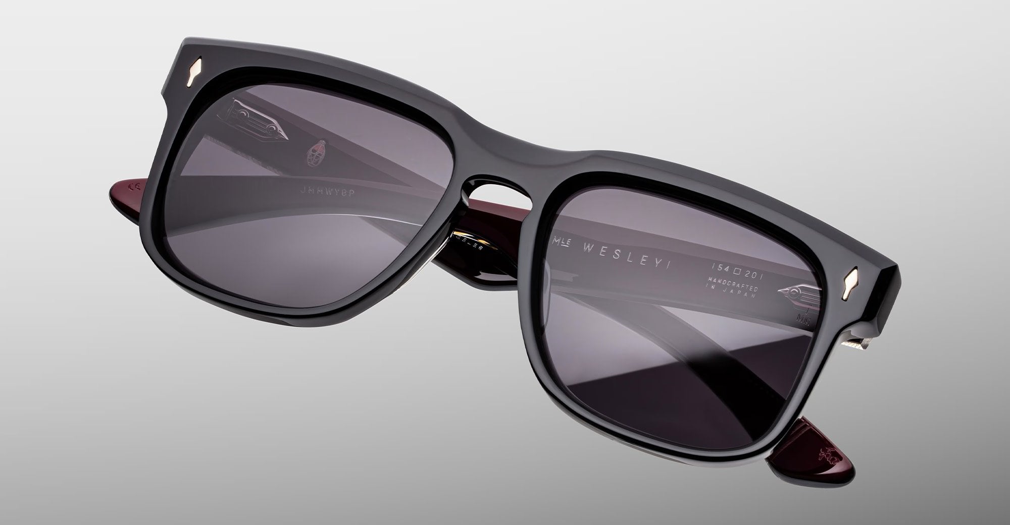 Ottica Mondello Roma - Jacques Marie Mage - JMMWY-6P - WESLEY - BLOODSTONE - Acetate - shape Squared - Black - EYEWEAR - SUNGLASSES - Unisex,Uomo,Donna,Women,Men - lens Grey - Made In Japan