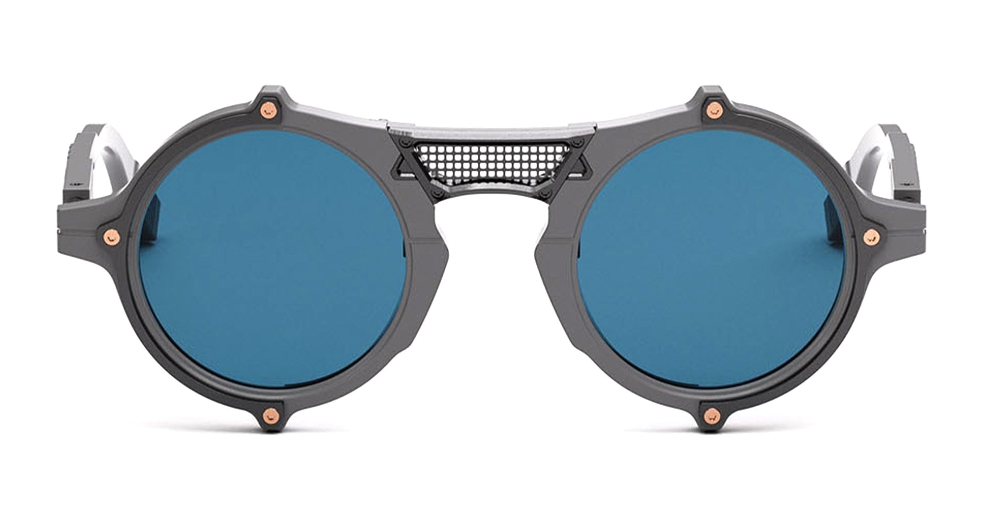Ottica Mondello Roma - Movitra - NOMAD 01 C3 - NOMAD 01 C3 - SOLID GREY (MATTE) / POLAR BLUE LENS - Acetate, metal - shape Round - grey - EYEWEAR - SUNGLASSES - Unisex,Uomo,Donna,Women,Men - lens Blue - Made In Italy