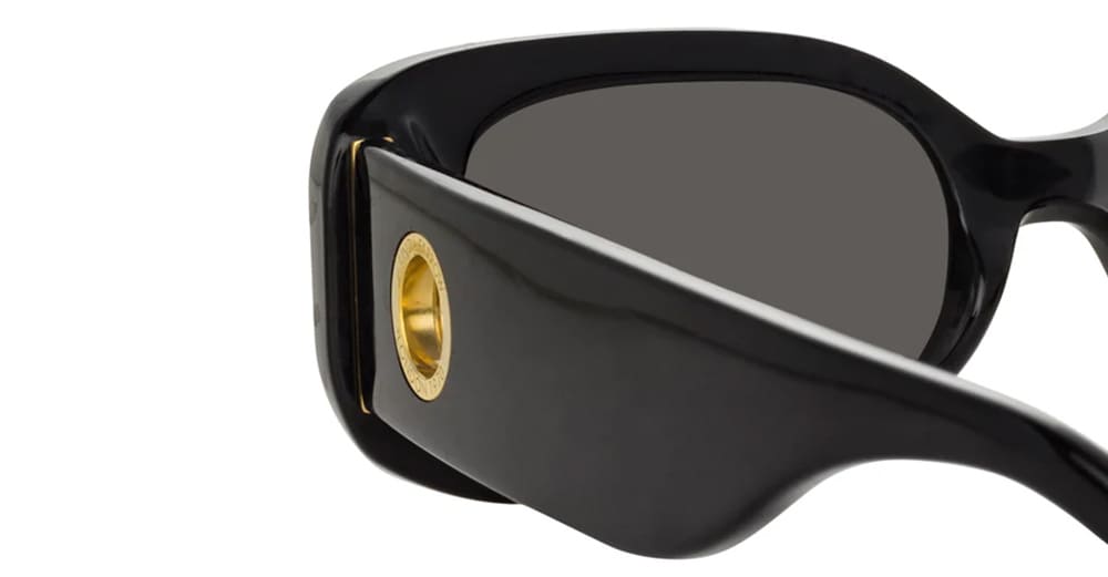 Ottica Mondello Roma - LINDA FARROW - LFL1117C1SUN - LOLA - BLACK / YELLOW GOLD - Acetate - shape Rectangular - Black - EYEWEAR - SUNGLASSES - Donna,Women - lens Grey - Made In Italy