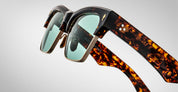 Ottica Mondello Roma - Jacques Marie Mage - JMMUB-13V - BUGSY - BEAU - Acetate, titanium - shape Clubmaster - Tortoise - EYEWEAR - SUNGLASSES - Unisex,Uomo,Donna,Women,Men - lens Blue - Made In Japan