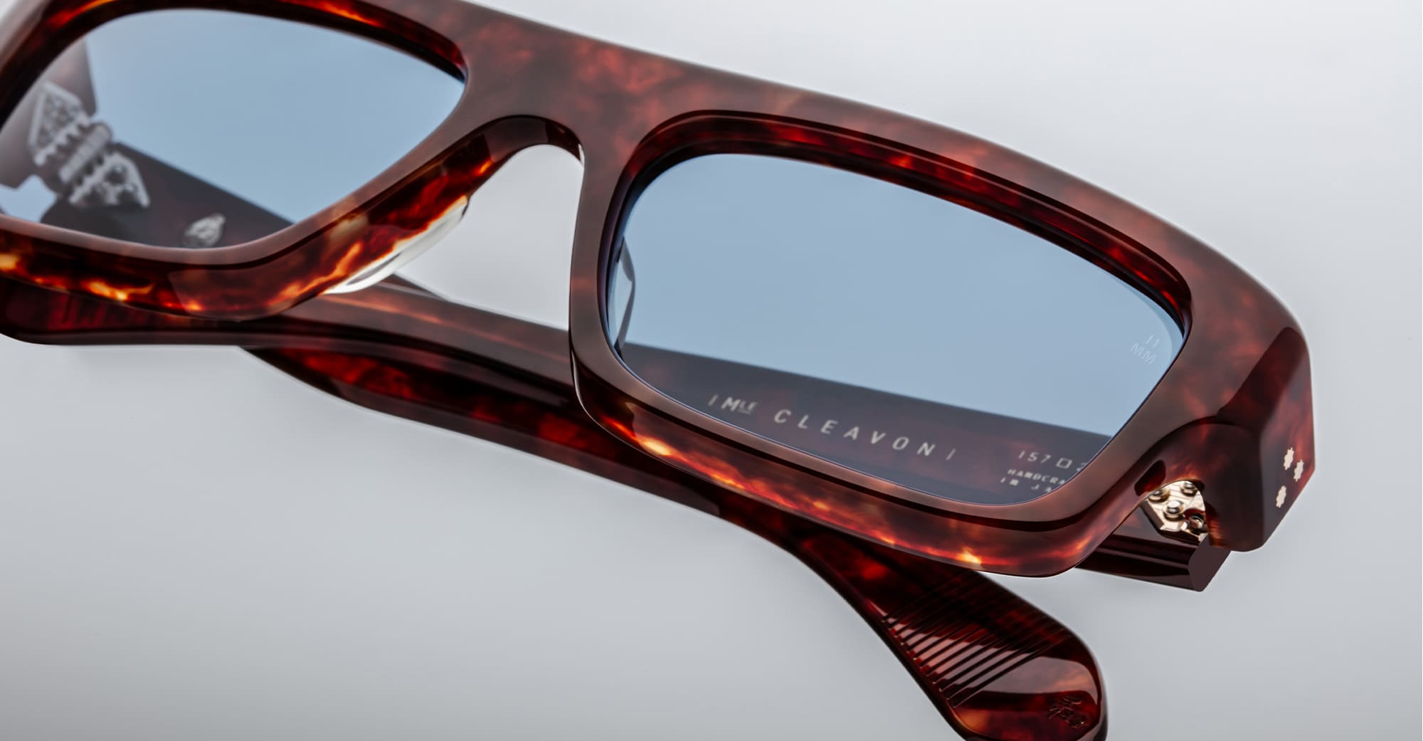 Ottica Mondello Roma - Jacques Marie Mage - JMMVNX- 7U - CLEAVON 57 - BRECCIA - Acetate - shape Rectangular - Havana - EYEWEAR - SUNGLASSES - Uomo,Men - lens Blue - Made In Japan