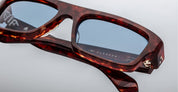 Ottica Mondello Roma - Jacques Marie Mage - JMMVNX- 7U - CLEAVON 57 - BRECCIA - Acetate - shape Rectangular - Havana - EYEWEAR - SUNGLASSES - Uomo,Men - lens Blue - Made In Japan