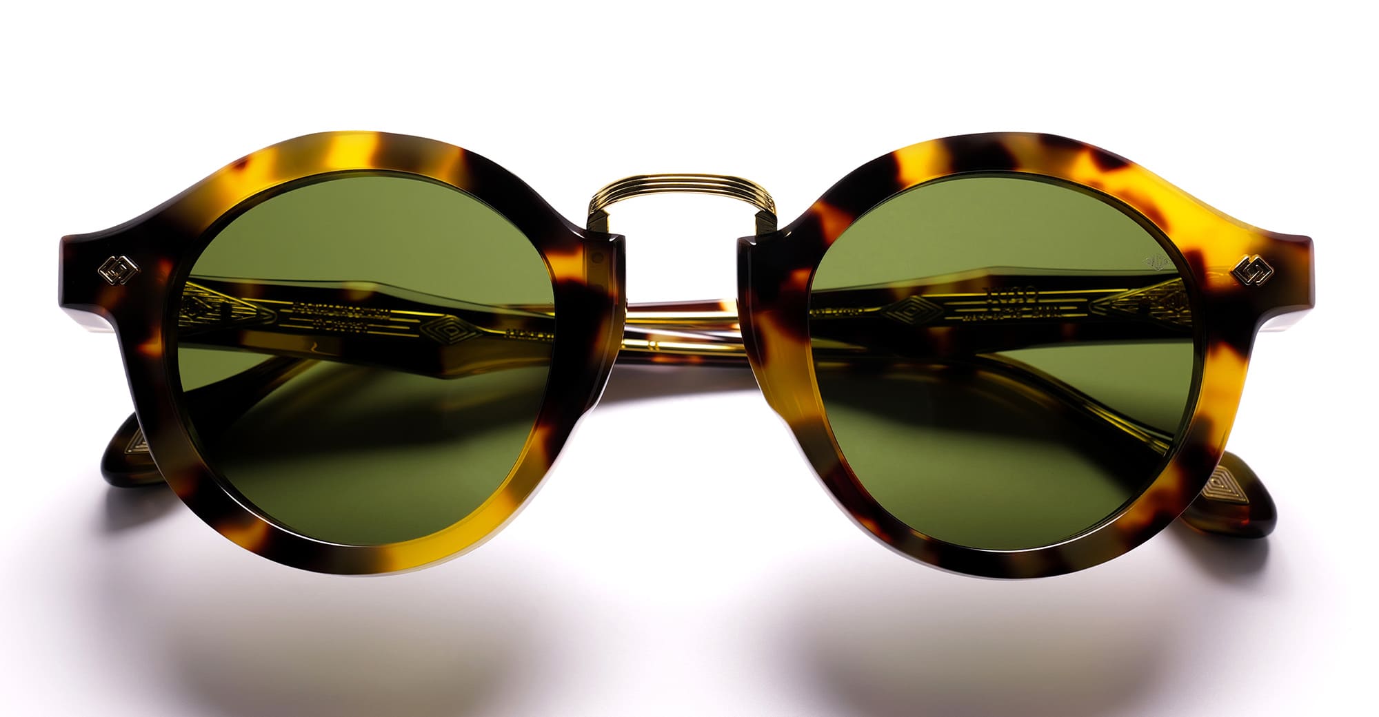 Ottica Mondello Roma - Daizo - AHMB-R001e-L1-PG01 - YUZU - leopard  / green lens - Acetate, titanium - shape Round - Havana - EYEWEAR - SUNGLASSES - Unisex,Uomo,Donna,Women,Men - lens Green - Made In Japan