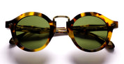 Ottica Mondello Roma - Daizo - AHMB-R001e-L1-PG01 - YUZU - leopard  / green lens - Acetate, titanium - shape Round - Havana - EYEWEAR - SUNGLASSES - Unisex,Uomo,Donna,Women,Men - lens Green - Made In Japan