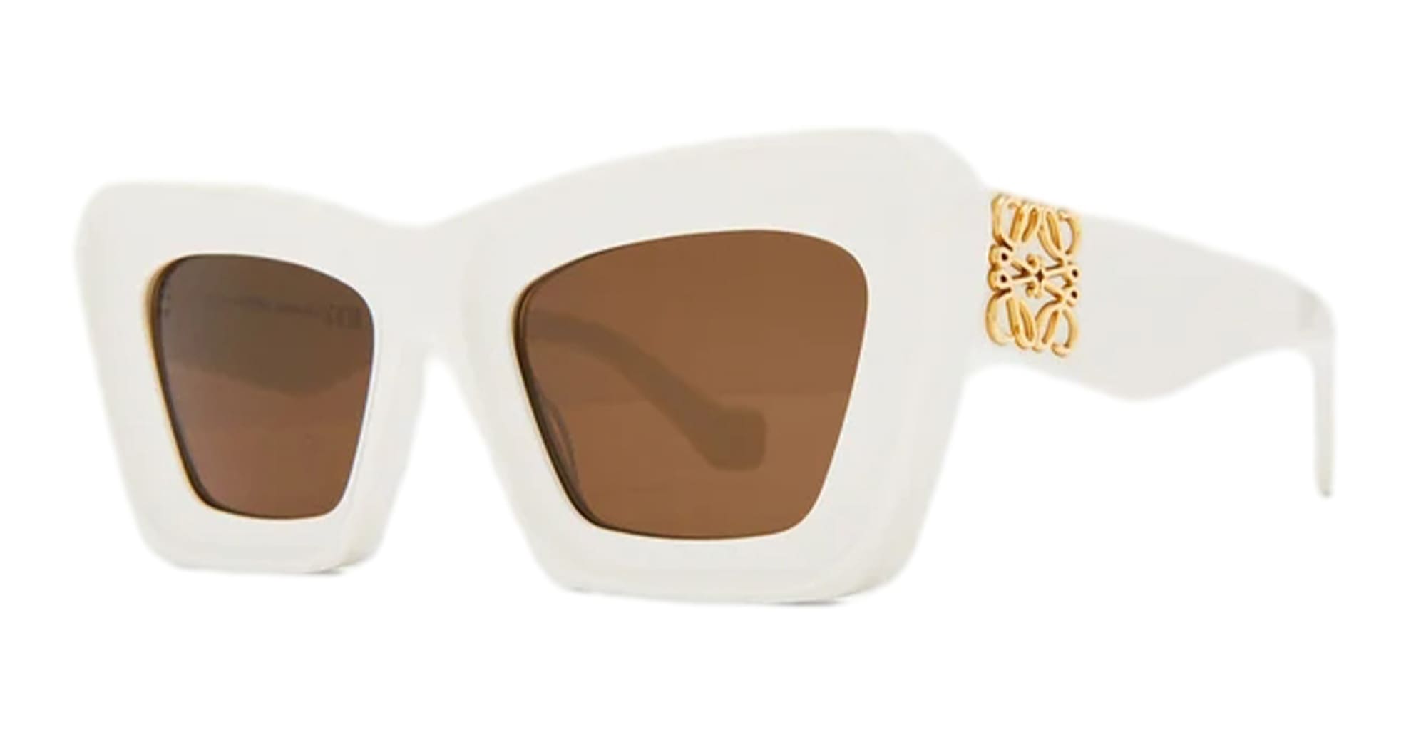 Ottica Mondello Roma - Loewe - LW40145I5225E - LW40145I - WHITE - Acetate - shape Cat-eye - White - EYEWEAR - SUNGLASSES - Donna,Women - lens Brown - Made In Italy