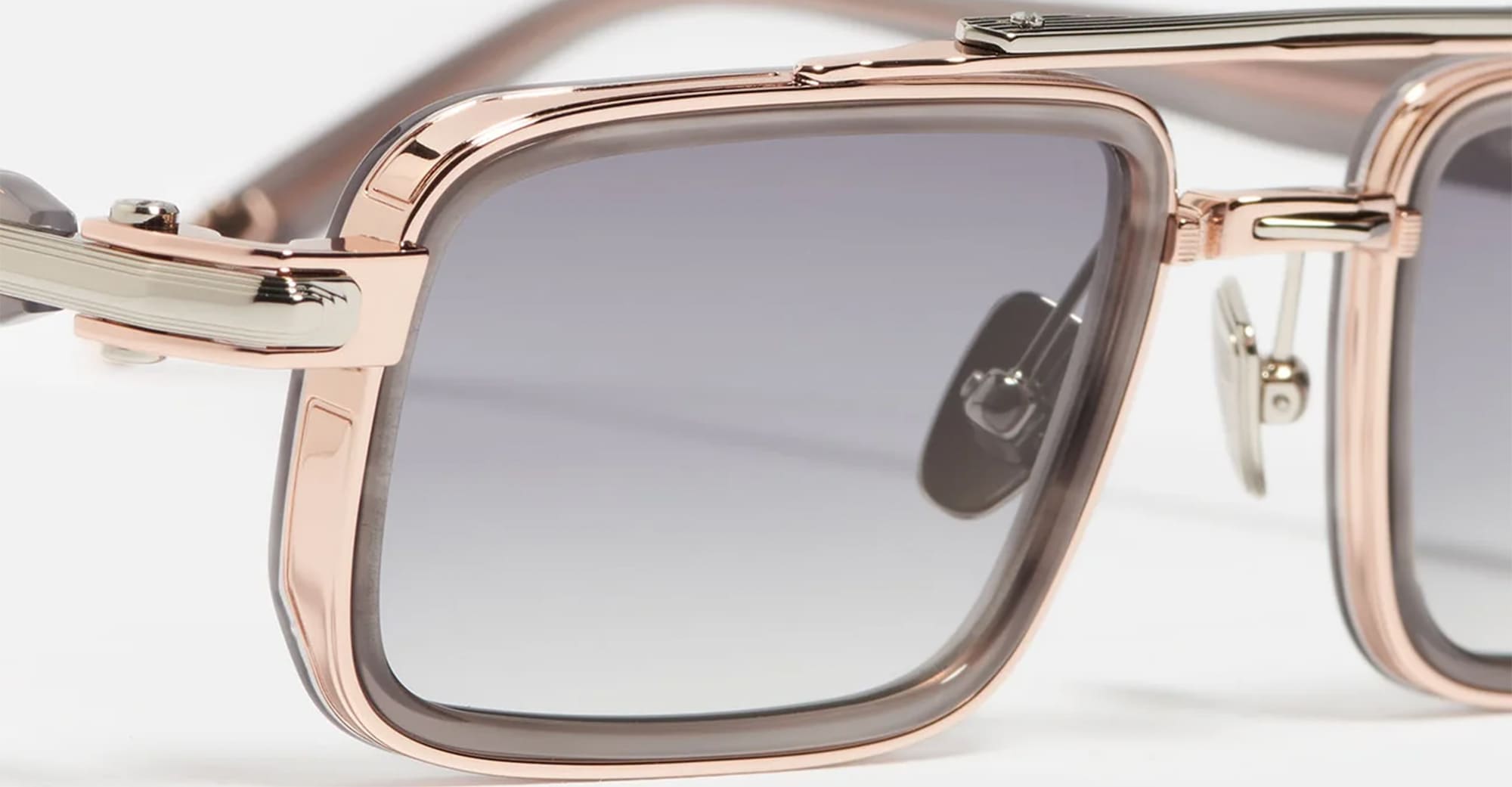 Ottica Mondello Roma - John Dalia - DANE-C476 - DANE - C476 - Workman Grey - Rose Gold / Platine - metal, acetate - shape Rectangular - gold, grey - EYEWEAR - SUNGLASSES - Unisex,Uomo,Donna,Women,Men - lens Gradient grey - Made In France