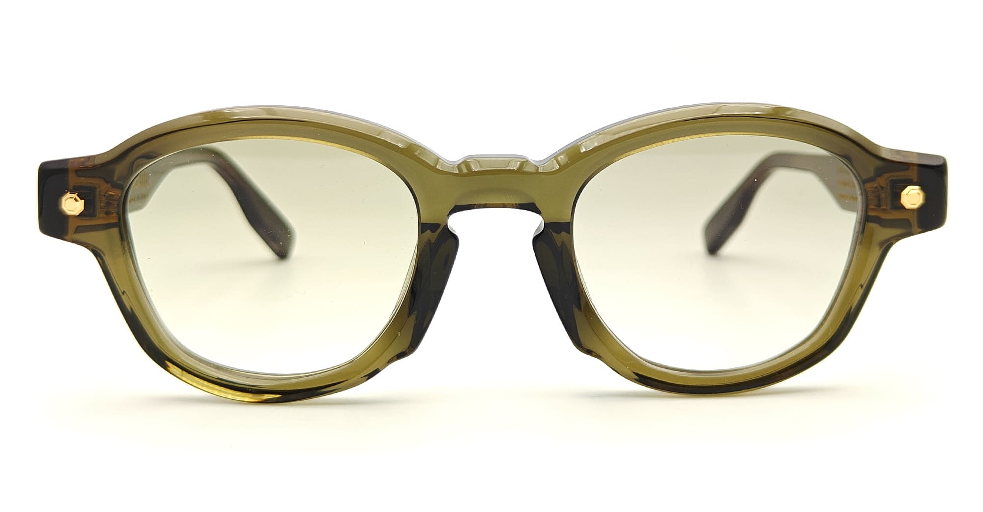 Ottica Mondello Roma - John Dalia - P10-C163 - PROJECT 10 - C163 Olive Translucid / Yellow Gold - Acetate - shape Panto - green, gold - EYEWEAR - SUNGLASSES - Unisex,Uomo,Donna,Women,Men - lens Gradient green - Made In France