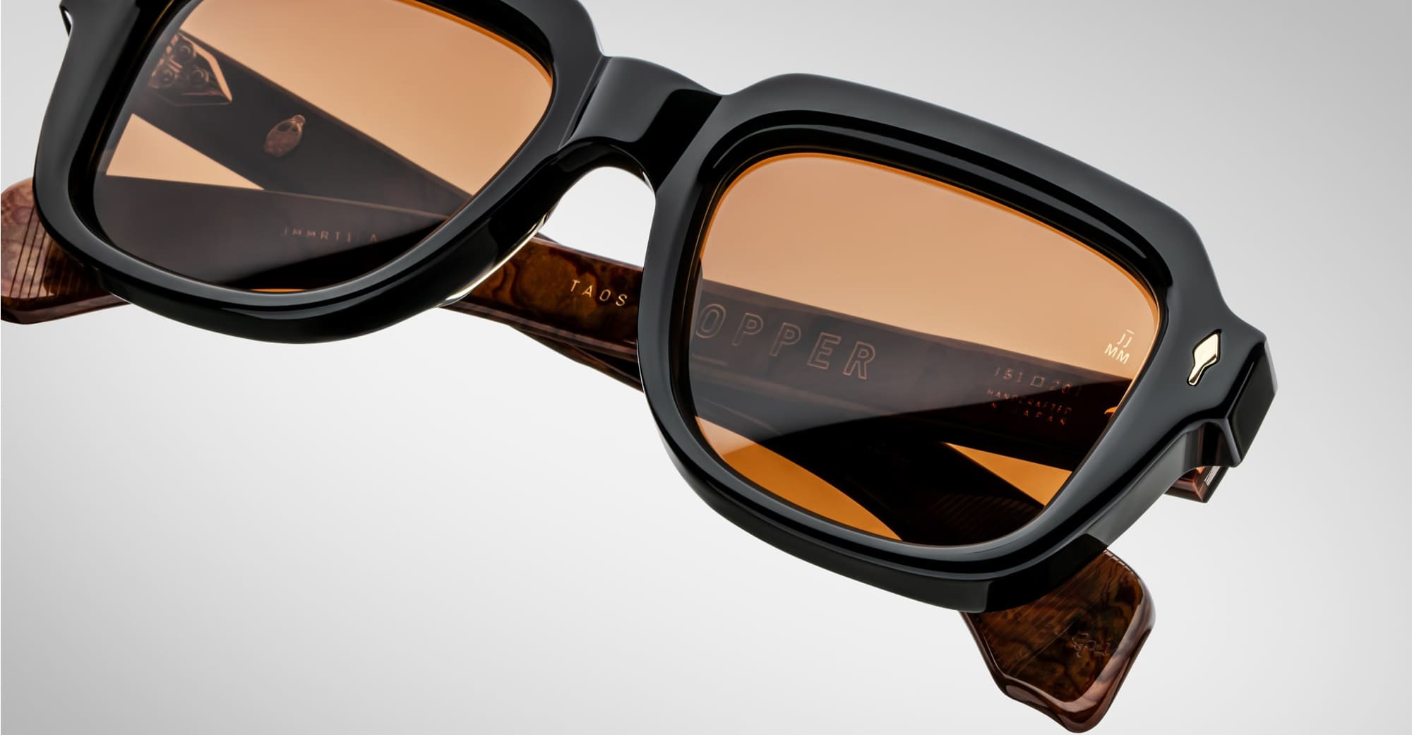 Ottica Mondello Roma - Jacques Marie Mage - JMMRT-10A - TAOS - NOIR X - Acetate - shape Squared - Black - EYEWEAR - SUNGLASSES - Uomo,Men - lens orange - Made In Japan