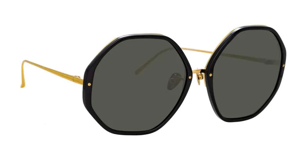  YELLOW GOLD - Acetate, titanium - shape Hexagonal - Black - EYEWEAR - SUNGLASSES - Donna,Women - lens Grey - MadeIn Japan