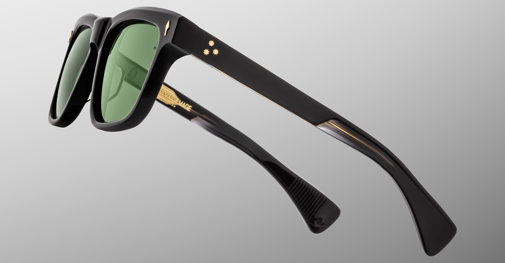 Ottica Mondello Roma - Jacques Marie Mage - JMMLS-18V - LANKASTER - VENOM - Acetate - shape Squared - Black - EYEWEAR - SUNGLASSES - Unisex,Uomo,Donna,Women,Men - lens Green - Made In Japan