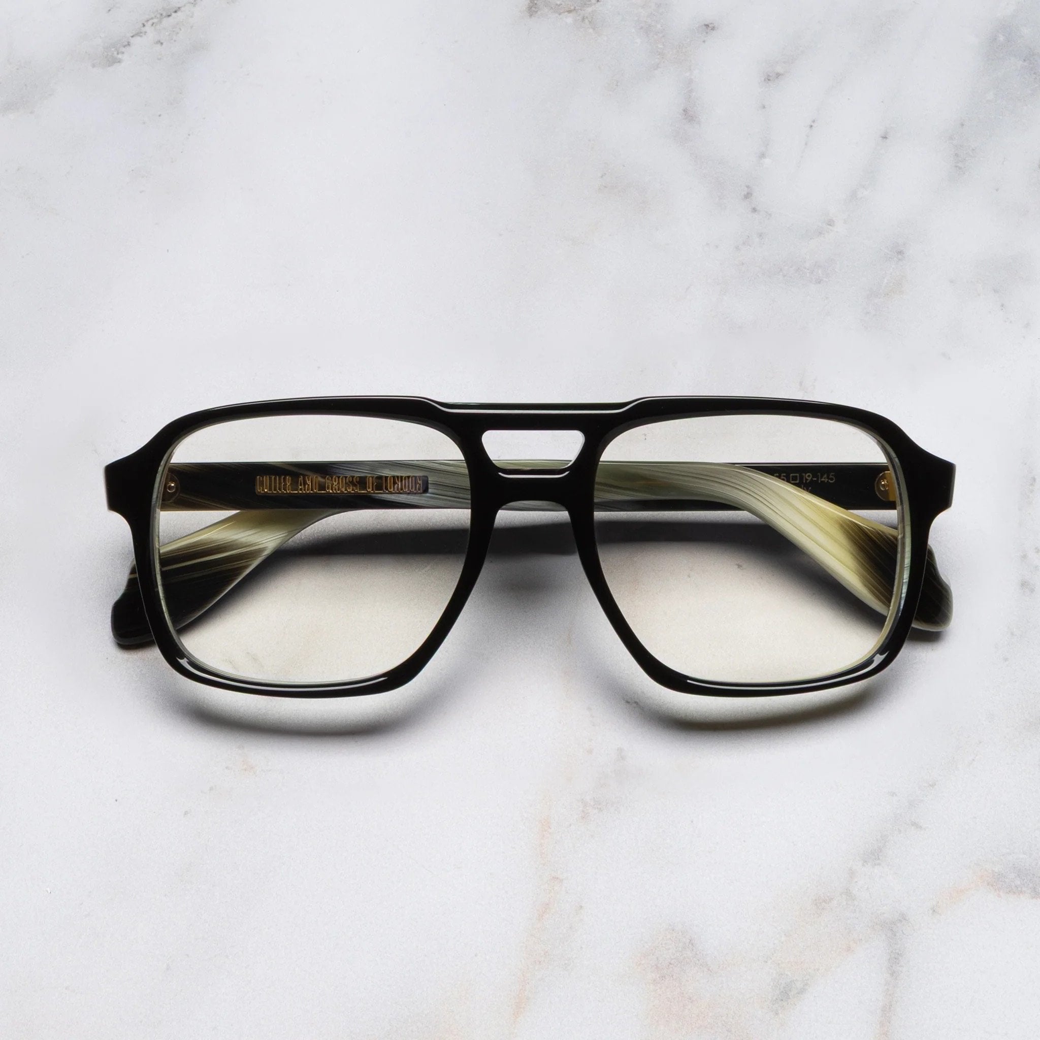 Ottica Mondello Roma - Cutler and Gross - CGOP-1394-55-05 - 1394 - BLACK ON HORN RX - Acetate - shape Navigator - Black - EYEWEAR - EYEGLASSES - Unisex,Uomo,Donna,Women,Men - lens Clear - Made In Italy