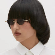 Ottica Mondello Roma - Kuboraum - KRSH65LG0000004Y - MASK H65 LG - LIGHT GOLD - Metal - shape Oval - Gold - EYEWEAR - SUNGLASSES - Unisex,Uomo,Donna,Women,Men - lens Grey - Made In Italy