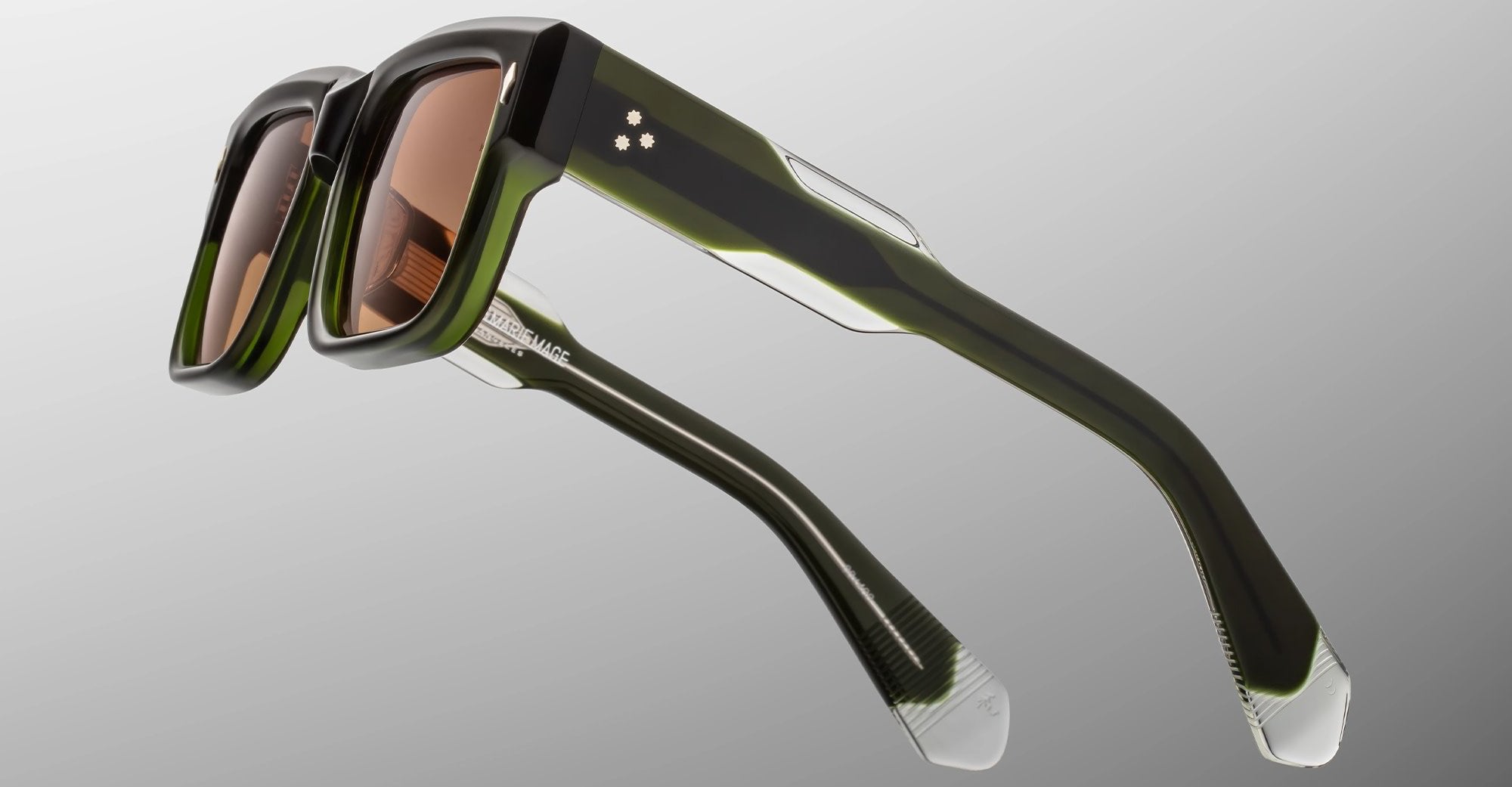 Ottica Mondello Roma - Jacques Marie Mage - JMMHE-18L - HEMMINGS - BORNEO - Acetate - shape Rectangular - green - EYEWEAR - SUNGLASSES - Unisex,Uomo,Donna,Women,Men - lens orange - Made In Japan