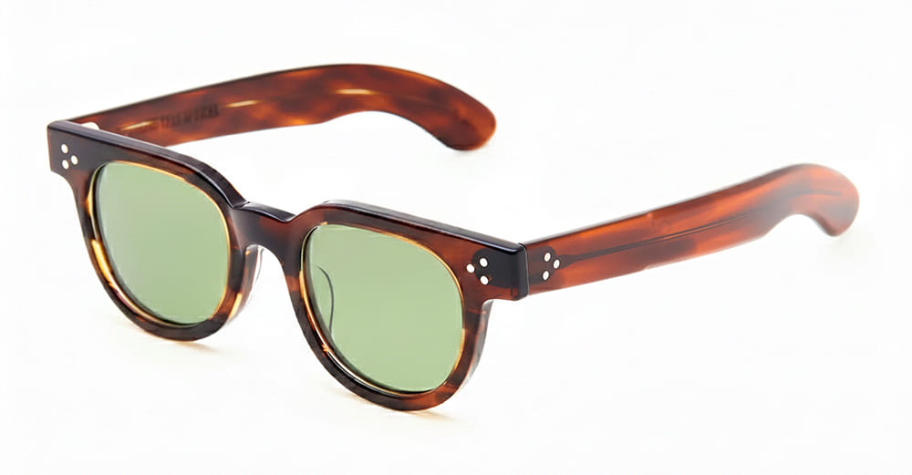 Ottica Mondello Roma - Julius Tart - JTPL-105M-2B-GN-30 - FDR 48X24 - DEMI AMBER / GREEN LENS - Acetate - shape Round - Havana - EYEWEAR - SUNGLASSES - Unisex,Uomo,Donna,Women,Men - lens Green - Made In Japan
