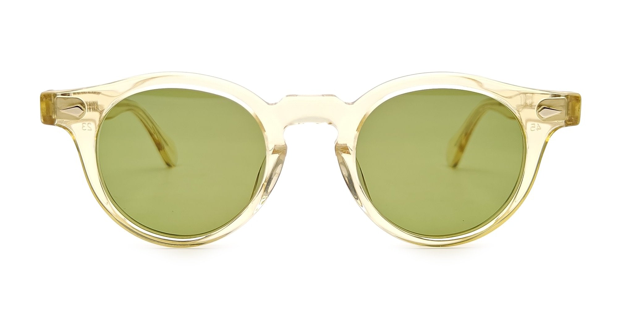  GREEN LENS - Acetate - shape Panto - transparent beige - EYEWEAR - SUNGLASSES - Unisex,Uomo,Donna,Women,Men - lens Green - Made In Japan