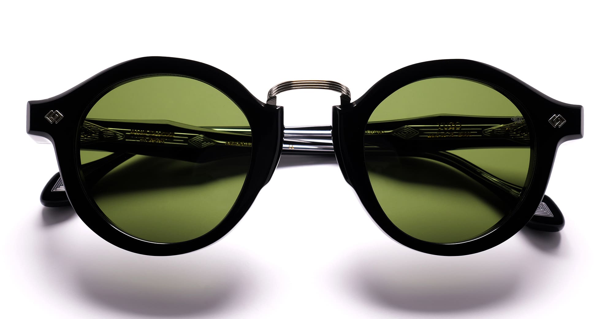  green lens - Acetate, titanium - shape Round - Black - EYEWEAR - SUNGLASSES - Unisex,Uomo,Donna,Women,Men - lens Green - Made In Japan