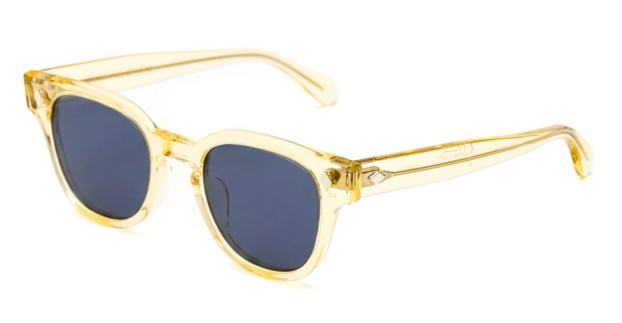  DARK BLUE LENS - Acetate - shape Panto - transparent beige - EYEWEAR - SUNGLASSES - Unisex,Uomo,Donna,Women,Men - lens Blue - Made In Japan