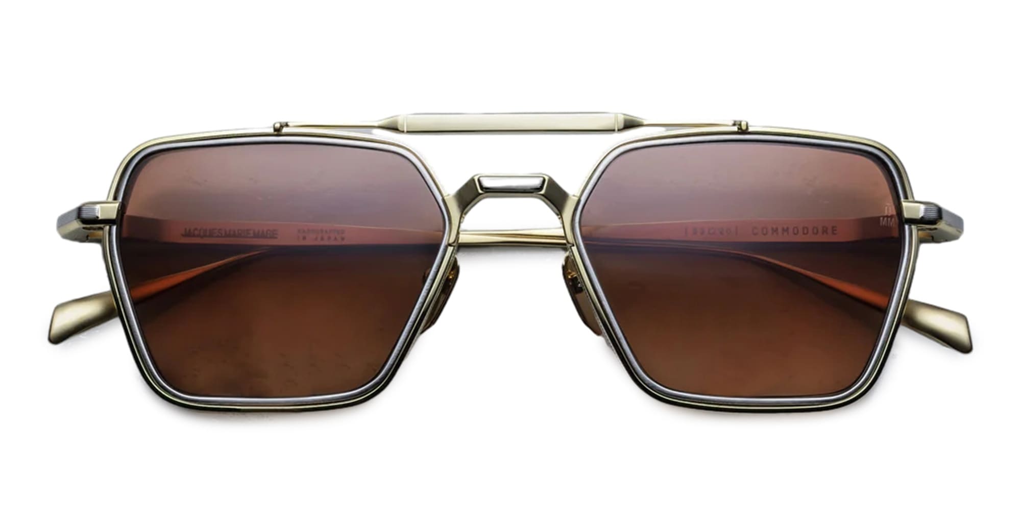 Ottica Mondello Roma - Jacques Marie Mage - JMMCMD-16H - COMMODORE - ROMA - Titanium - shape Squared - Gold - EYEWEAR - SUNGLASSES - Unisex,Uomo,Donna,Women,Men - lens Gradient brown - Made In Japan
