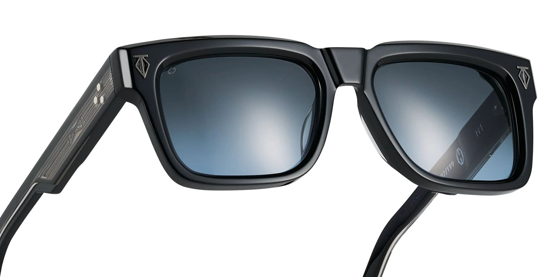 Ottica Mondello Roma - T HENRI - HAN - H1 - INFINITY - Acetate - shape Squared - Black - EYEWEAR - SUNGLASSES - Unisex,Uomo,Donna,Women,Men - lens Gradient blue - Made In Japan