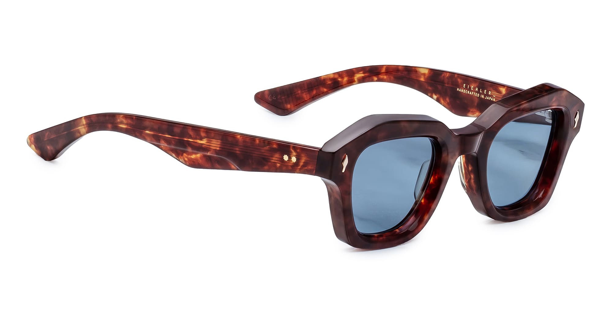 Ottica Mondello Roma - Jacques Marie Mage - JMMQE-7U - EICHLER - BRECCIA - Acetate - shape Squared - Havana - EYEWEAR - SUNGLASSES - Unisex,Uomo,Donna,Women,Men - lens Blue - Made In Japan