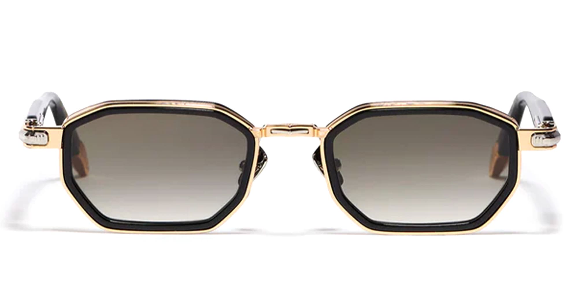 Ottica Mondello Roma - John Dalia - AXEL-C409 - AXEL - C409 Shiny Black / Yellow Gold / Platine - metal, acetate - shape Rectangular - Black, gold - EYEWEAR - SUNGLASSES - Unisex,Uomo,Donna,Women,Men - lens Gradient green - Made In France