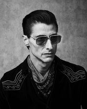 Ottica Mondello Roma - Jacques Marie Mage - JMMJG-12M - JAGGER - MUSKET - Titanium - shape Aviator - Gold - EYEWEAR - SUNGLASSES - Unisex,Uomo,Donna,Women,Men - lens Gradient green - Made In Japan