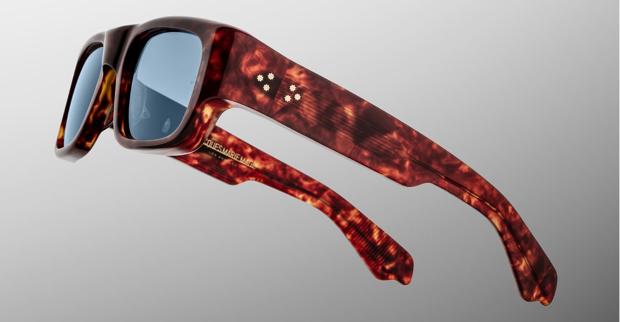 Ottica Mondello Roma - Jacques Marie Mage - JMMYD-7U - DONAT - BRECCIA - Acetate - shape Rectangular - Havana - EYEWEAR - SUNGLASSES - Unisex,Uomo,Donna,Women,Men - lens Blue - Made In Japan