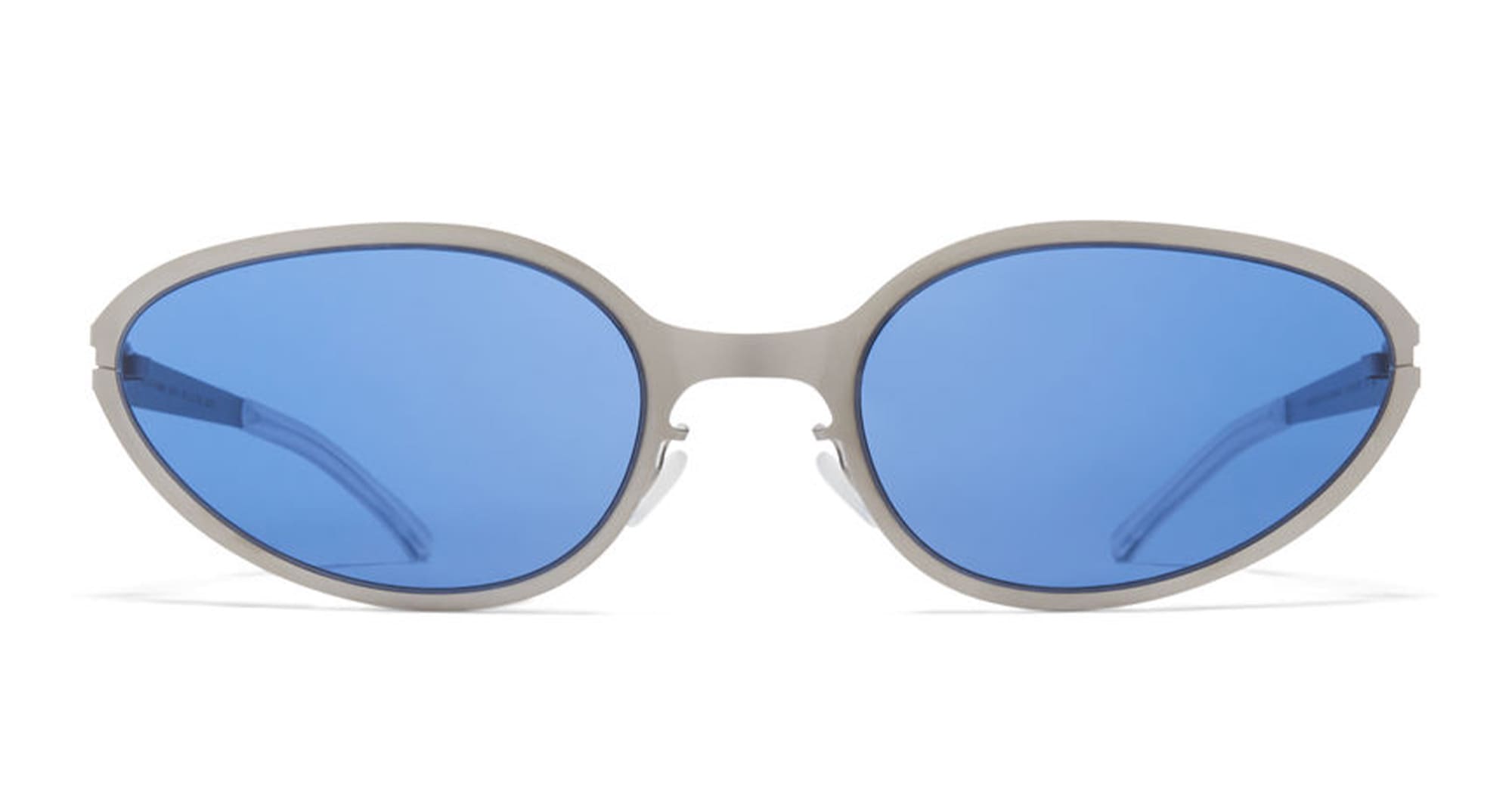 Ottica Mondello Roma - Mykita - 10090219 - BEAR - MATTE SILVER / COBALT SOLID LENS - stainless steel - shape Oval - Silver - EYEWEAR - SUNGLASSES - Unisex,Uomo,Donna,Women,Men - lens  - Made In Germany