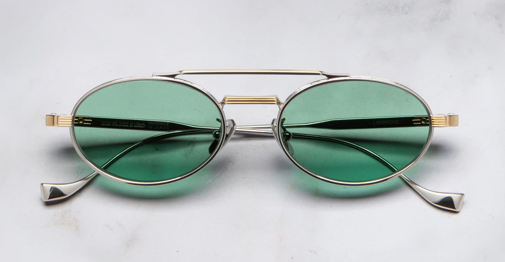 Ottica Mondello Roma - Cutler and Gross - CGST-1427-51-01 - LADBROKE 1427 - SILVER / GOLD - Titanium - shape Oval - silver, gold - EYEWEAR - SUNGLASSES - Unisex,Uomo,Donna,Women,Men - lens Green - Made In Japan