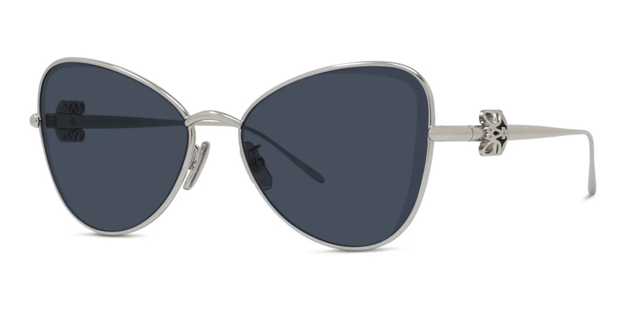 Ottica Mondello Roma - Loewe - LW40208U5716V - ANAGRAM SILVER METAL BUTTERFLY SUNGLASSES - Metal - shape Butterfly - Silver - EYEWEAR - SUNGLASSES - Donna,Women - lens Blue - Made In Italy