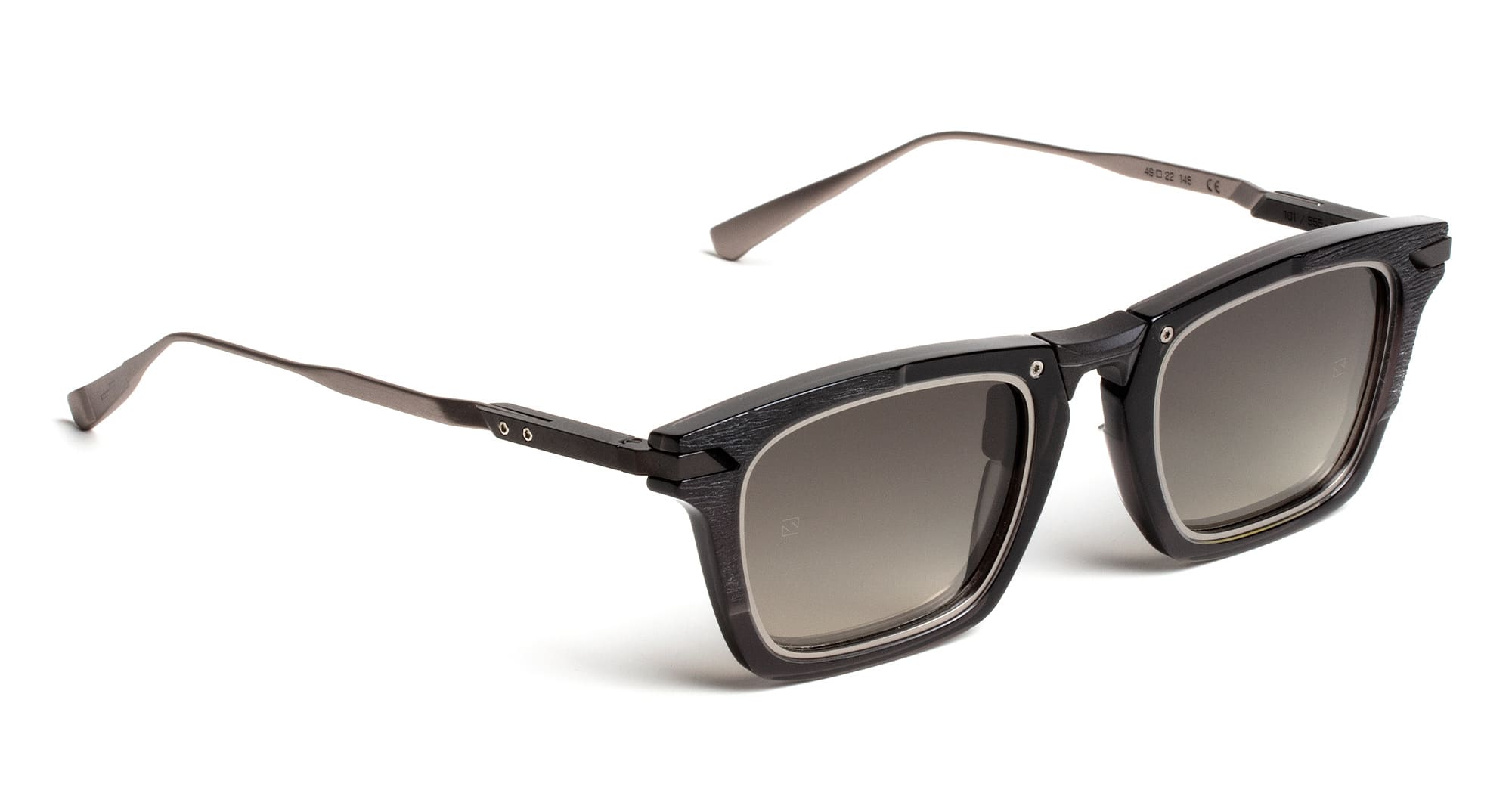 Ottica Mondello Roma - Movitra - LT02E BLACK LIGHT GUN S - LT02E Black / Gradient Grey Lens - Acetate, metal - shape Rectangular - Black - EYEWEAR - SUNGLASSES - Uomo,Men - lens Gradient grey - Made In Italy