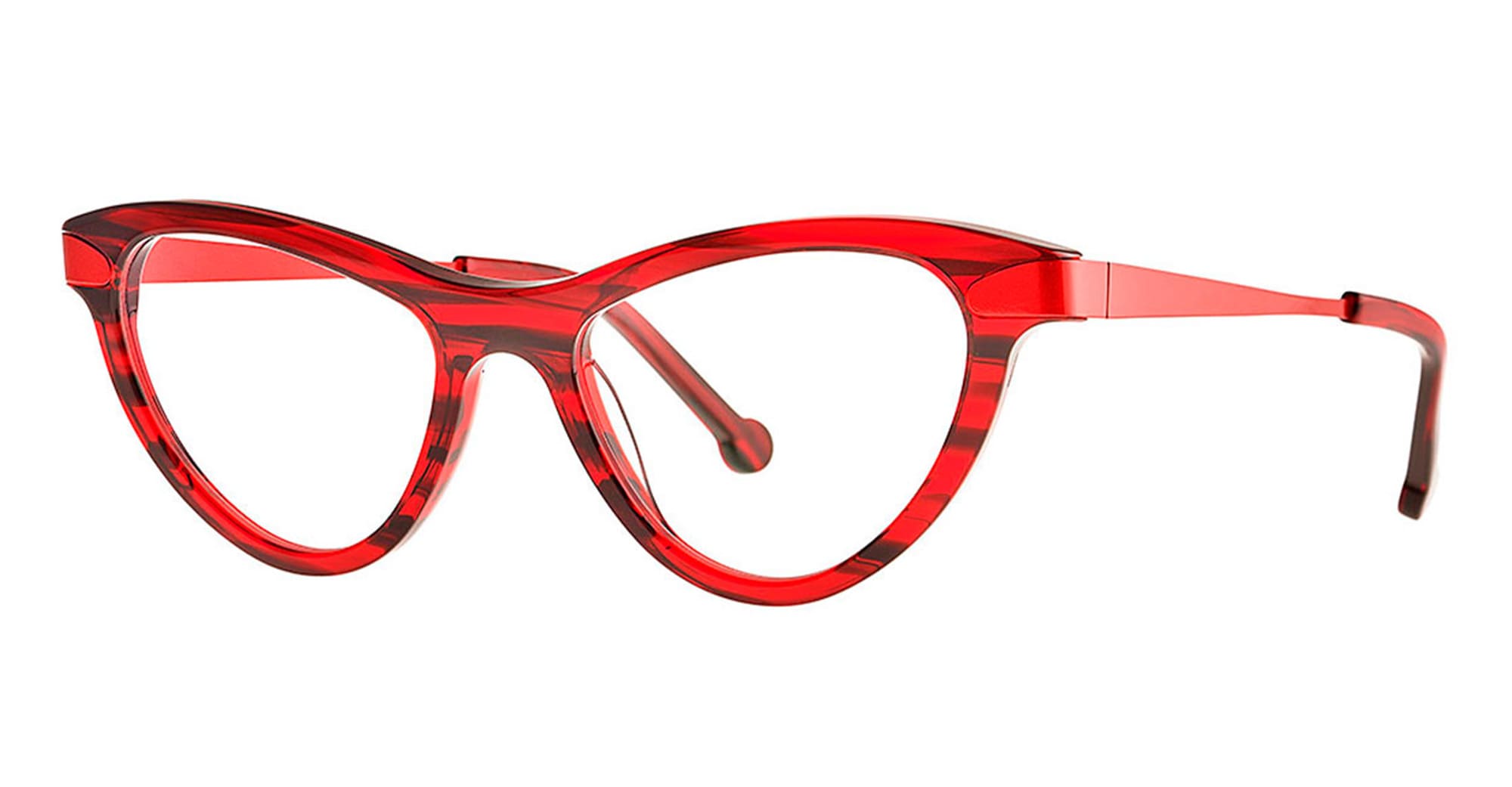 Ottica Mondello Roma - Theo eyewear - TWOS-8 - TWOSOME - 008 RED LINED RX - Acetate, titanium - shape Cat-eye - red - EYEWEAR - EYEGLASSES - Donna,Women - lens Clear - Made In Belgium