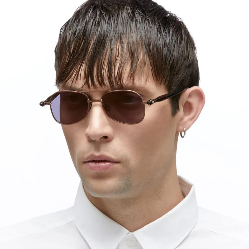 Ottica Mondello Roma - Kuboraum - KRSP75BZB00000GF - MASK P75 BZB - BRONZE - metal, acetate - shape Pilot - bronze brown - EYEWEAR - SUNGLASSES - Unisex,Uomo,Donna,Women,Men - lens bronze - Made In Italy