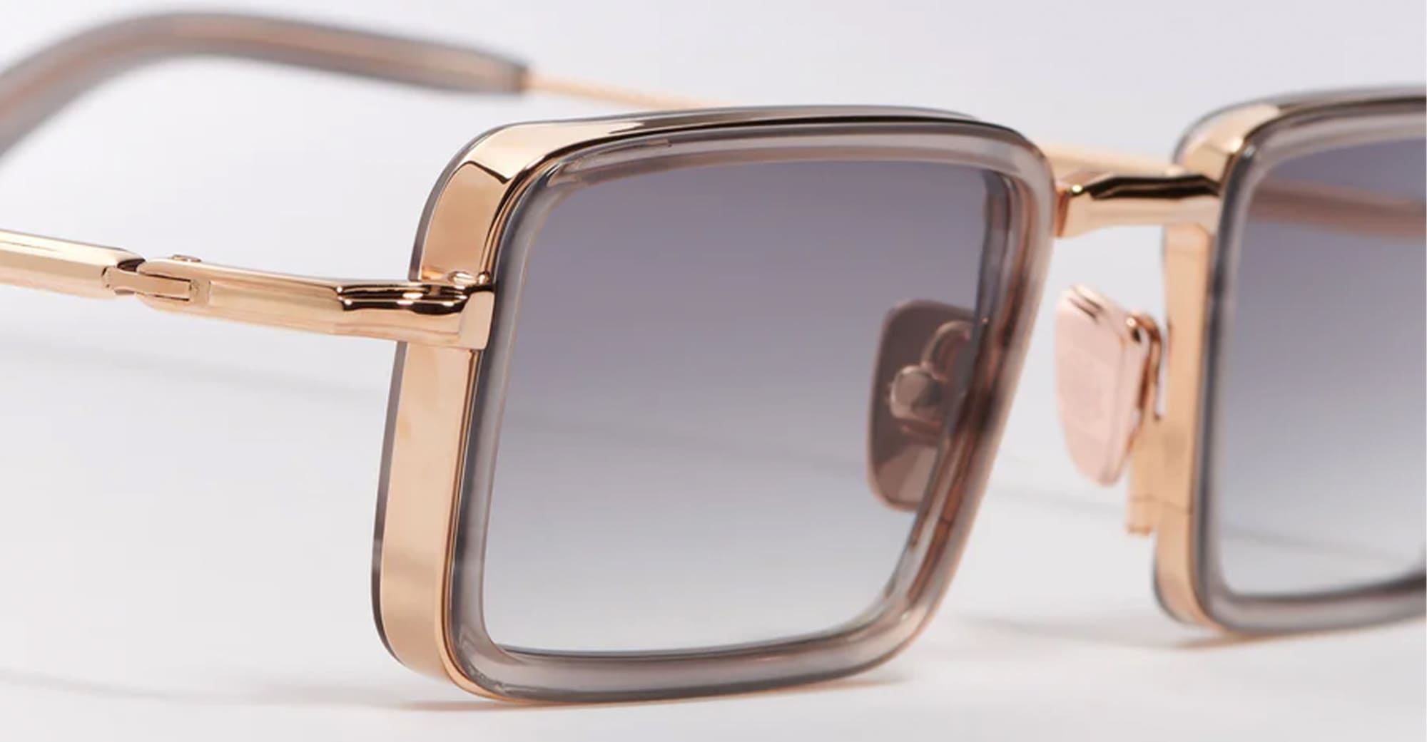 Ottica Mondello Roma - John Dalia - PIERCE-C154 - PIERCE - C154 Workman Grey - 18k Rose Gold - Metal - shape Rectangular - grey, rose gold - EYEWEAR - SUNGLASSES - Unisex,Uomo,Donna,Women,Men - lens Gradient grey - Made In France