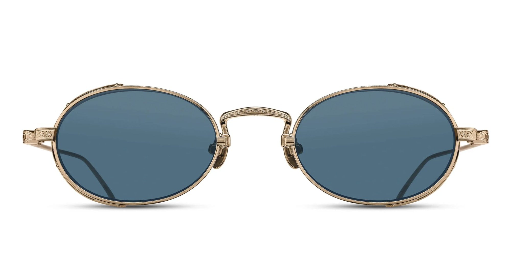  BLUE GREY SOLID - Titanium - shape Oval - Gold - EYEWEAR - SUNGLASSES - Unisex,Uomo,Donna,Women,Men - lens Blue - Made In Japan